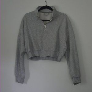 Aritzia Tna Cozy Fleece Perfect 1/4 Zip Sweatshirt - "Heather Chrome"